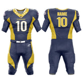 Custom Blue Yellow American Football Jersey & Waves Integrated Pants